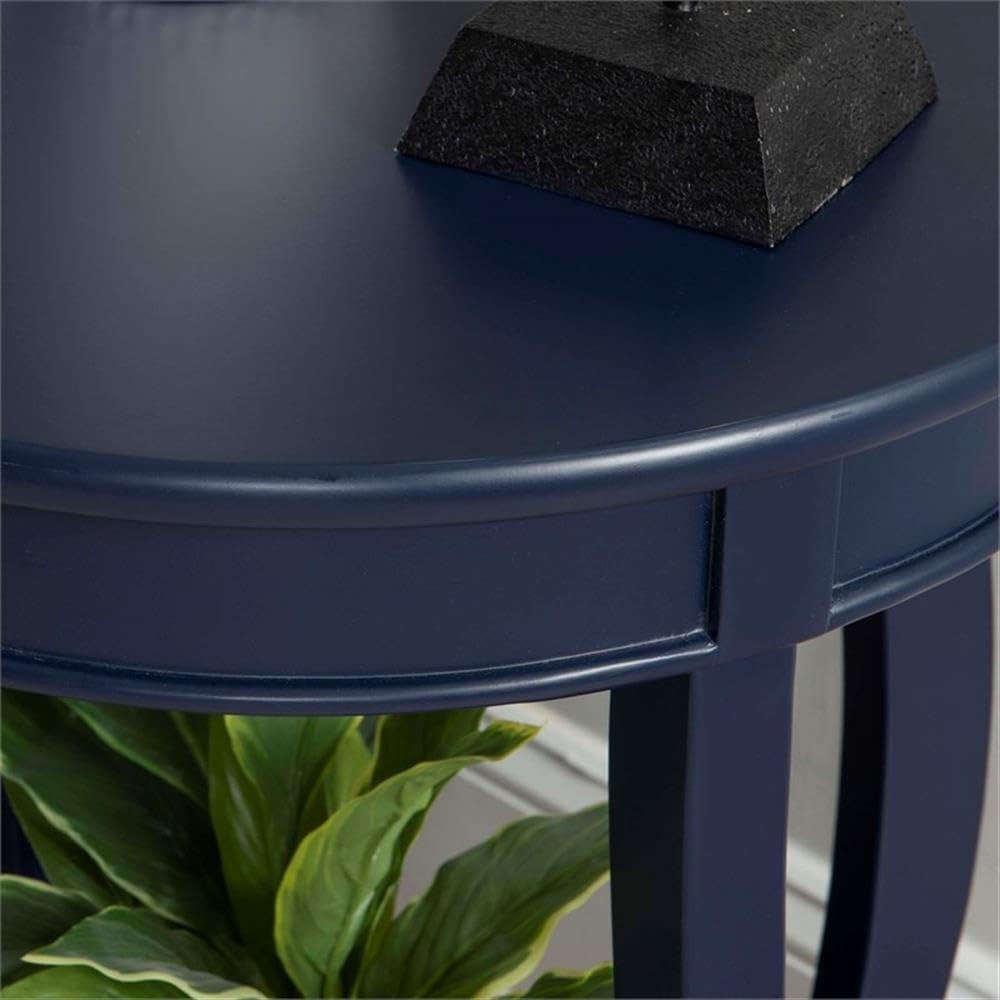 Pemberly Row Wood Accent Side Table, 18.25 x 18.25 x 24 in, Navy Blue Finish, Timber Wood and MDF, Cabriole Tapered Legs, Contemporary Design, Bottom Shelf for Storage, Functional for Living Room or