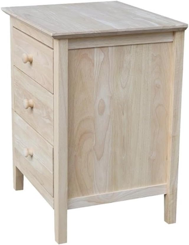 25"H Solid Wood Bedroom Nightstand with 3 Drawers, Parawood Construction, Paint or Stain in Any Color, Durable and Eco-Friendly, Unfinished