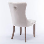 Bellemave Modern Upholstered Dining Chairs Set of 2, 2 Velvet Kitchen Dining Room Chairs with Nailhead Trim for for Living Room, Bedroom,(Beige, Wood Legs)