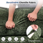 Redlife 78" Modular Sectional Loveseat Sofa with Ottoman | 2-Seater Chenille Couch Set with Spring & Double Foam Cushion System, Removable Covers, Easy To Assembly, Green