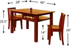 Pemberly Row Contemporary Kid's 3 Piece Table and Chair Set, Solid Wood Construction, Cherry Finish, Includes 2 Chairs, 25" H Table, Comfortable Contoured Seats, Baby and Kids Room Furniture