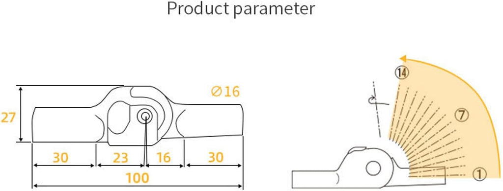 14 Position Adjustable Heavy Duty Hinges for Recliner Sofas & Lounges 19.1mm Steel Pipes Compatible Adjustable Durability Hinges for Sofa Bed