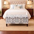 HomePop 36" Storage Ottoman Bench with Hinged Lid - Slate Damask