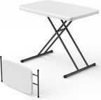 Folding Table, TV Tray with 3 Levels Adjustable Height, Heavy Duty No Assembly Foldable Small Table for Eating or Working on Couch, Picnic, Camping, Living Room, Indoor and Outdoor Use