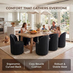 HNY Upholstered Swivel Dining Chairs Set of 6, Mid Century Modern Kitchen Round Sherpa Boucle Dining Room Chairs, Barrel Comfy Armless Accent Makeup Vanity Side Chairs for Living Room, Black