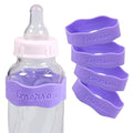 InchBug Orbit Labels - Baby Bottle Name Labels for Daycare, Sippy Cup Bands - Engraved Silicone, Reusable, Dishwasher Safe, Matching Color Personalization, 4-Pack (Lavender Gelato)