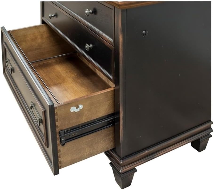 Martin Furniture Hartford Wood Lateral File with Locking Legal/Letter File Drawer Black