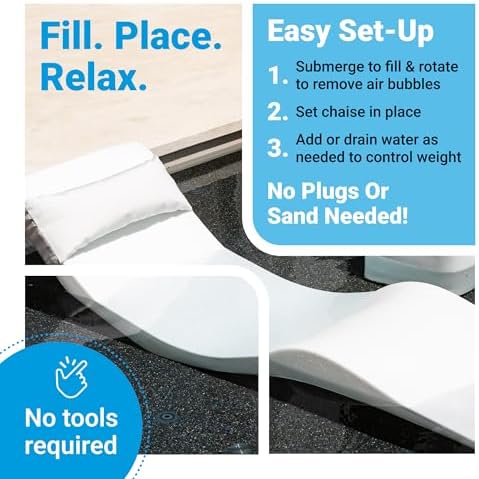 Aqua Outdoors Pool Lounge Chairs, Pool Chairs for in Pool, 9-in Water Depth | Heavy-Duty LDPE Water-Weighted Pool Lounger, Pool Chaise Lounge Chairs, UV-Resistant, Sun Shelf, Tanning Ledge, In-Pool Chair