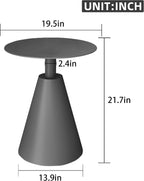 TWT Outdoor Round Side Table Pedestal Table Coffee End Table for Living Room,Bedroom and Small Spaces,Modern Nightstand Home Decor Metal Bedside Nightstand with Aluminum Base,19.5 in x 21.7 in (Grey)