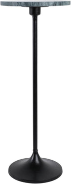 Elegant End Table, Side Table, or Small Night Stand for Room Decor - Slim Metal Drink Table with Marble Top and Trumpet Base for Bedroom or Living Room - Ideal for Small Spaces - 27" Green & Black
