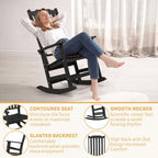 Oversized All-Weather Outdoor Rocking Chairs Set of 2, Patio Rocker | Ergonomic Curved Slat High Back, Smooth Rocking, Tall Seat Relieves Calf, Holds 380lbs, Fade Crack Resistant & Easy to Clean