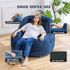 Giant Bean Bag Chair for Adults, Oversized Floor Lounge Chair with Armrests | Royal Blue, soft corduroy and resilient foam for living rooms, bedrooms, reading nooks, gaming rooms, movie nights, and pets