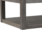 Pemberly Row 3-Piece Living Room Table Set, Rubberwood Construction, Charcoal and Ash Two-Tone Finish, Includes Cocktail Table with Casters and 2 End Tables, Rustic Design with Open Shelves for