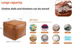 Faux Leather Unstuffed Pouf Ottoman, Square Pouffe Footstool Storage Stool, Pouf Sleeve Without Stuffing, Foot rest Suitable for living Room,Bedroom or Balcony（Size：17"D x 17"W x 15"H)No Filler