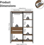Madesa Kitchen Pantry Storage Rack with 2 Drawers, 7 Shelves and Hanging Space 51" L Multiuse Modular Cabinet for Kitchen Organization - Black/Brown