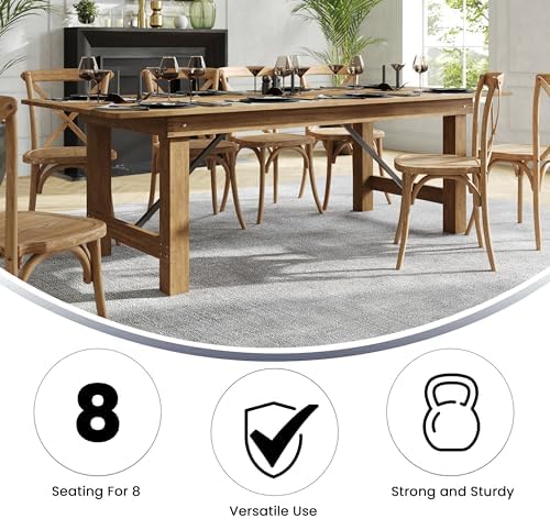 Flash Furniture Hercules 96x40 in Folding Table | Commercial Grade, Foldable Locking Legs, Farmhouse, Rustic