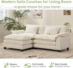 Oprisen 86" Modular Sectional Sofa, Comfy Deep Cloud Couch with Ottoman | L-Shaped Couches for Living Room, Modular Couch, Deep and Wide Seat, Chenille Sofa Sleeper with Throw Pillows, Beige White