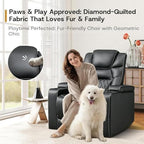 ANJ Power Home Theater Recliner Chair Set of 2, Electric Movie Theater Seating Reclining Chairs with Cup Holders for Living Room, Faux Leather with Blue LED, USB Ports, Hidden Arm Storage (Black)