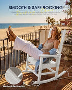 KINGYES Oversized Outdoor Rocking Chairs Set of 2, HDPE Porch Rocker, White | - Rocking Chairs for Outdoor with Wide Seat - 350LBS Support for Adults