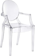 Modway Casper Modern Acrylic Stacking Kitchen and Dining Room Arm Chair in Clear - Fully Assembled