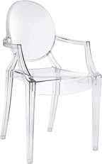 Modway Casper Modern Acrylic Stacking Kitchen and Dining Room Arm Chair in Clear - Fully Assembled