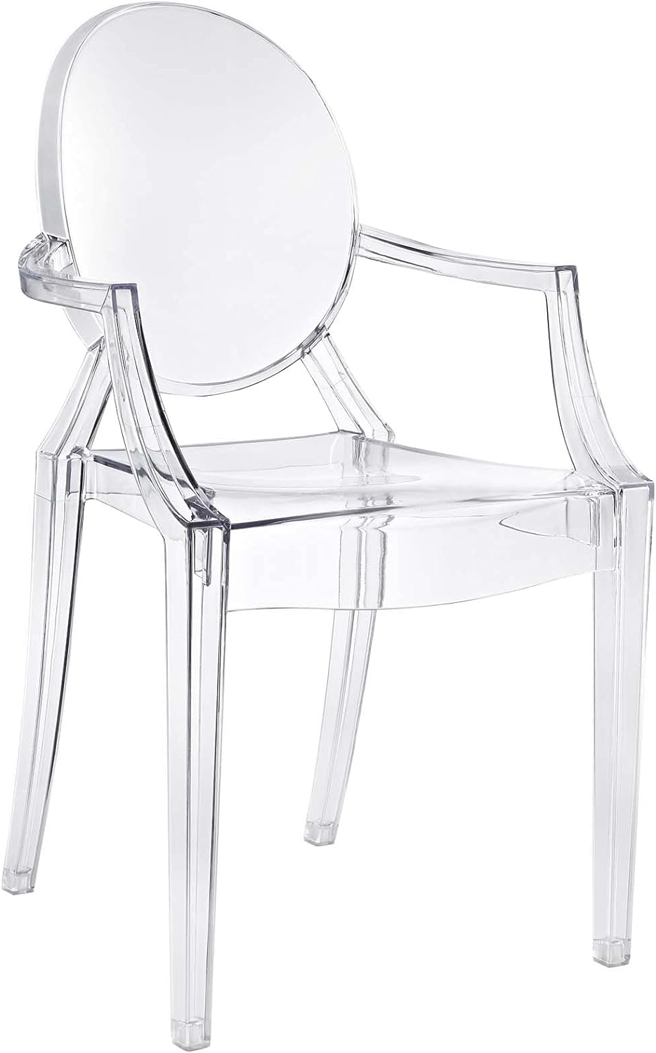 Modway Casper Modern Acrylic Stacking Kitchen and Dining Room Arm Chair in Clear - Fully Assembled