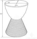 Pemberly Row Contemporary Round Plastic End Table, White Finish, 11.75 in x 16.75 in, Hourglass Shape with Ribbed Bottom Design, Hidden Storage, Lightweight Compact Indoor Outdoor Side Table