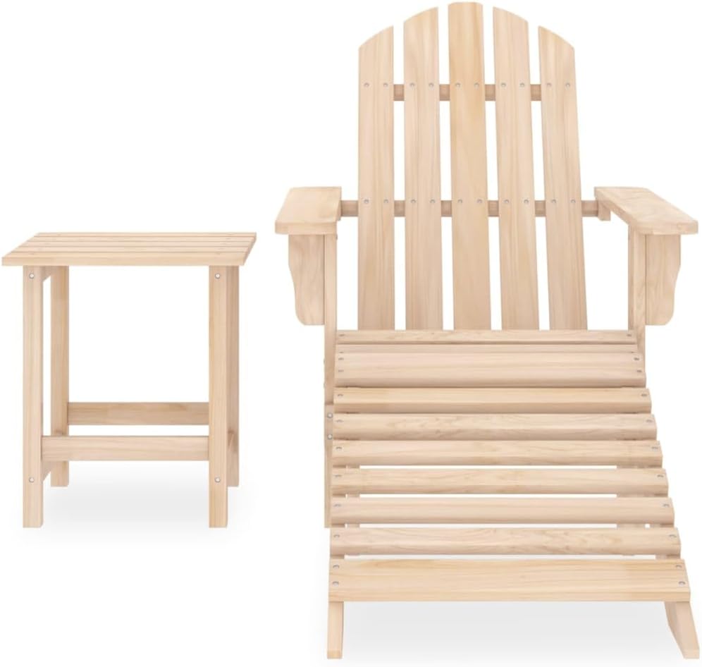 vidaXL Patio Chair, Outdoor Chair for Deck Yard Backyard, Dining Chair with Ottoman and Table, Patio Furniture, Modern Style, Solid Fir Wood