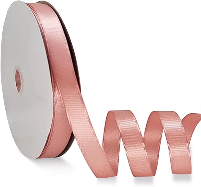 Rose Pink Satin Ribbon Double Faced Satin 1/2 inch x 55 Yards Polyester Ribbon for Gift Wrapping Crafts Wedding Decoration Bows Ornaments Party Bouquet Floral Arrangement