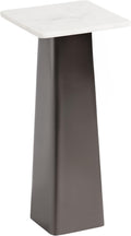 Kate and Laurel Quinley Modern Square Marble Drink Table, 10 x 10 x 22, White Marble and Gray Gunmetal, Contemporary Marble Pedestal Table for Use as Living Room Plant Stand or Bedroom Mini Table