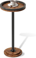 LINGMI Small Side Table, Round Martini Drink Table for Small Spaces, Modern Accent Stand with Solid Metal Leg, Nightstand with Weighted Base Pedestal for Living Room, Bedroom and Office