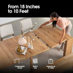 Transformer Table Solid Wood Extendable Dining Table, Natural | Seats 2-12, Expandable Dining Room Table, Space-Saving Furniture, Kitchen and Dining Room Furniture, Table + Bench
