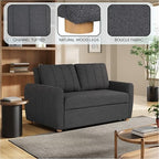 Serta Galway 66.5" Convertible Sleeper Loveseat, Full Size, Dreamcoil Comfort, FingerGuard Pinch Point Protection, Boucle Fabric, Charcoal
