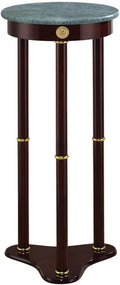 HomeStock Victorian Vintage Recluse Accent Table with Green Marble Top - Tripod Stand Legs, Merlot Brown Finish, 30" H x 12" W x 12" L, Compact and Stylish