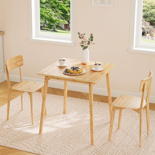 HOOBRO Bamboo Dining Table, Square Dining Table for 2, 27.6" Kitchen Table for Small Space, Writing Table, Easy to Assemble, for Dining Room, Living Room, Office, Kitchen, Natural YL70CZ01G1