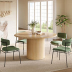 LITTLE TREE 47 Inches Round Dining Table for 4, Farmhouse Natural Wooden Dining Room Table with Heavy Duty Fluted Pedestal, Large Circle Kitchen Dinner Table for Dining Room, Living Room (Table Only)