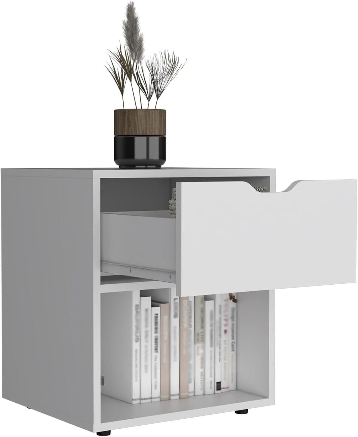 19.7-Inch High Nightstand End Table with Open Shelf ﻿,for Small Spaces