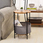 Telephone Table, Round 2 Layer Sofa Side Table,Coffee Table,Telephone Table,2-Storey Storage Shelf,3955CM(Color:Black)