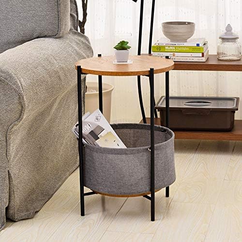 Telephone Table, Round 2 Layer Sofa Side Table,Coffee Table,Telephone Table,2-Storey Storage Shelf,3955CM(Color:Black)