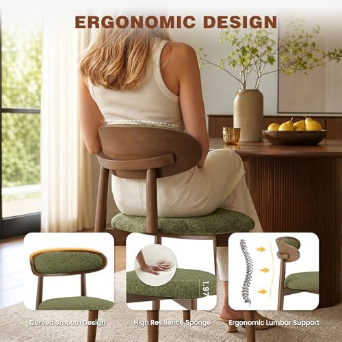 Dining Chairs Set of 6, Upholstered Dining Room Chairs with Solid Wood Legs