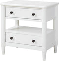 Open Nightstand White Finish with 2 Drawers,for Small Spaces