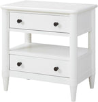 Open Nightstand White Finish with 2 Drawers,for Small Spaces