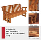 Amish Heavy Duty 800 Lb Roll Back Pressure Treated Porch Glider (4 Foot, Cedar Stain)