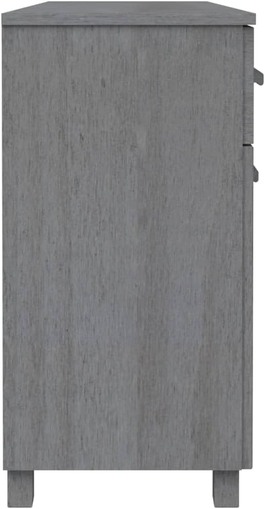 Sideboard Buffet Cabinet, Dark Grey Solid Pine Wood Credenza with 3 Drawers and 3 Doors, Wooden Storage Cupboard for Dining Room, Entryway, 44.5 Inches Long