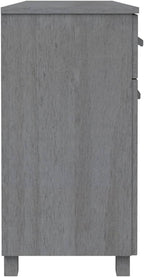 Sideboard Buffet Cabinet, Dark Grey Solid Pine Wood Credenza with 3 Drawers and 3 Doors, Wooden Storage Cupboard for Dining Room, Entryway, 44.5 Inches Long