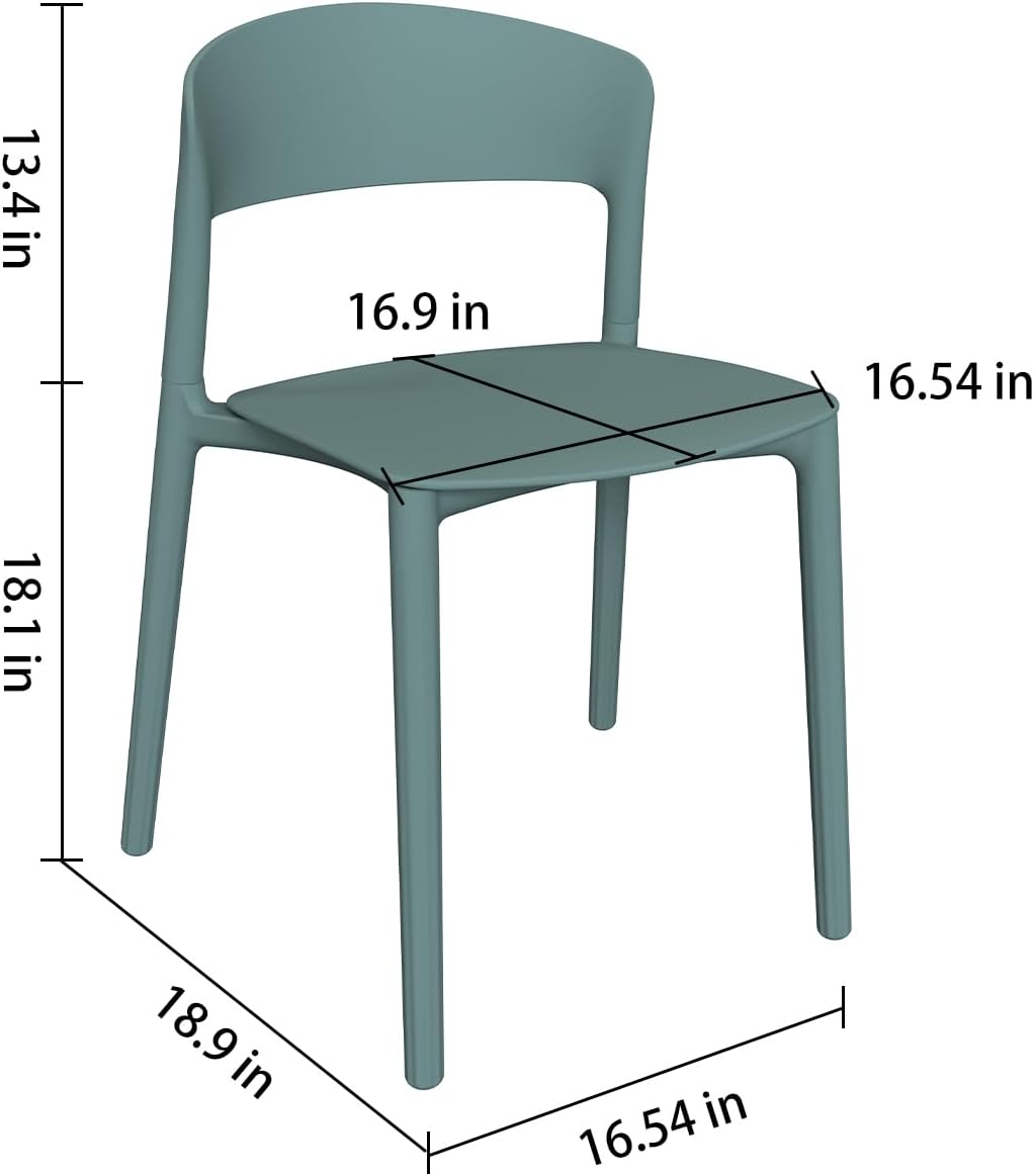 LESHI Plastic Dining Chairs,Modern Dining Chairs Quick Assembly Simple Kitchen Chairs for Indoor or Outdoor (Cyan Blue, 3 Pack)