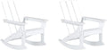 WestinTrends Ashore Patio Rocking Chairs Set of 2, All Weather Poly Lumber Plank Adirondack Rocker Chair, Modern Farmhouse White Rocking Chairs for Porch Garden Backyard and Indoor
