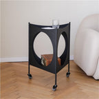 Metal Triangle Side Table with Wheels Movable 2-Tier End Table Modern Coffee Table & Corner Storage Table for Living Room Practical