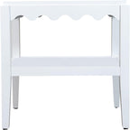 Carolina Chair & Table Rectangular Side Table, Mango Wood, Decorative Scallop Edge, 17L x 28W x 28H inches (White)