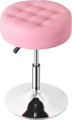 Nova Microdermabrasion Vanity Chair Stool Modern Tufted Round Ottoman Stool Swivel Makeup Chair for Bathroom Bedroom Living Room (Pink)
